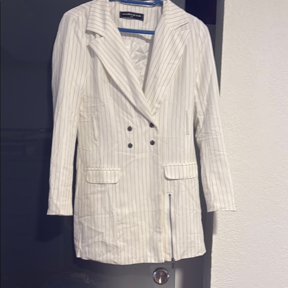 Maniere De Voir White Blazer Suit Jacket
